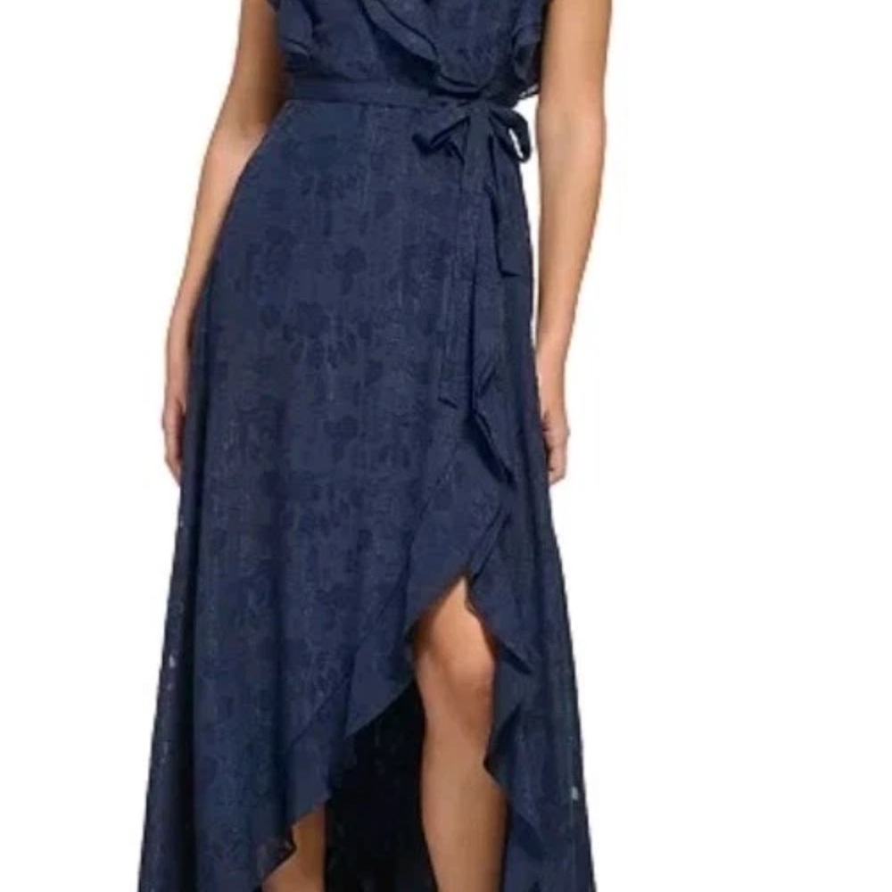 Elegant Navy Blue Wrap Dress size 16 DKNY - Picture 2 of 2